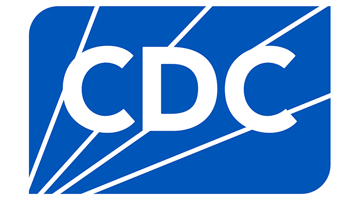 Logo of the Centers for Disease Control and Prevention, featuring bold white letters on a blue background.